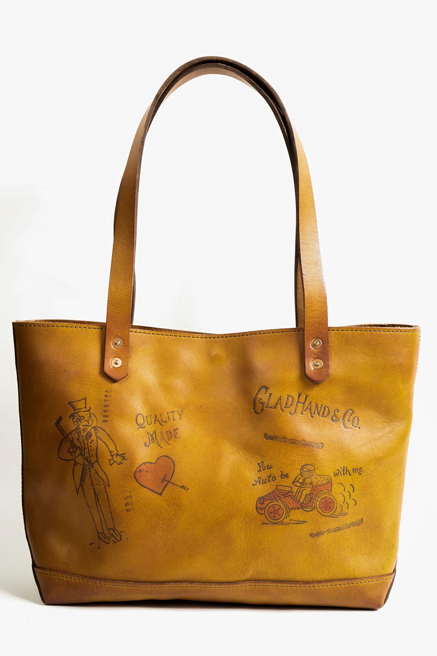 LEATHER TRAVEL TOTE BAG "GLAD POSTALS"【vasco × GLADHAND】