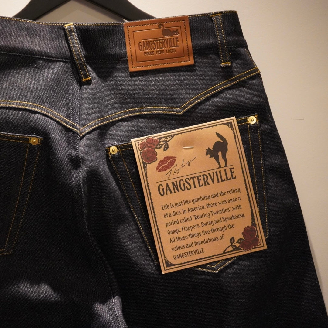 THUG - DENIM SHORTS IRON CROSS INDIGO × BLACK / GSV9905