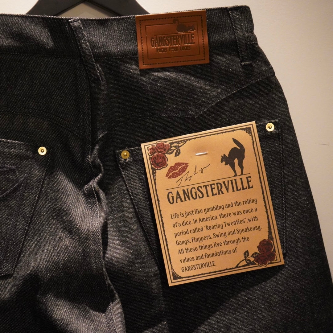 THUG - DENIM SHORTS IRON CROSS BLACK × BLACK / GSV9905